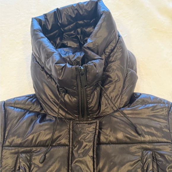 Superdry Shiny Black Long Puffer Jacket size 6 - Picture 8 of 12